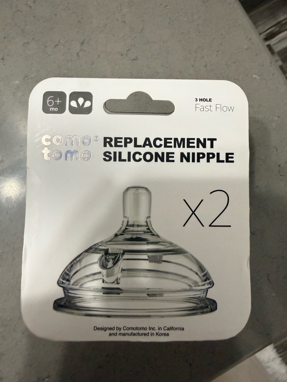 Comotomo Replacement Silicone Nipple - Clear (Pack of 2)